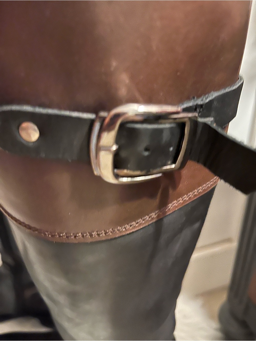 Bought in France leather Women's Two-Tone Brown & Black Riding Boots - Picture 4 of 14